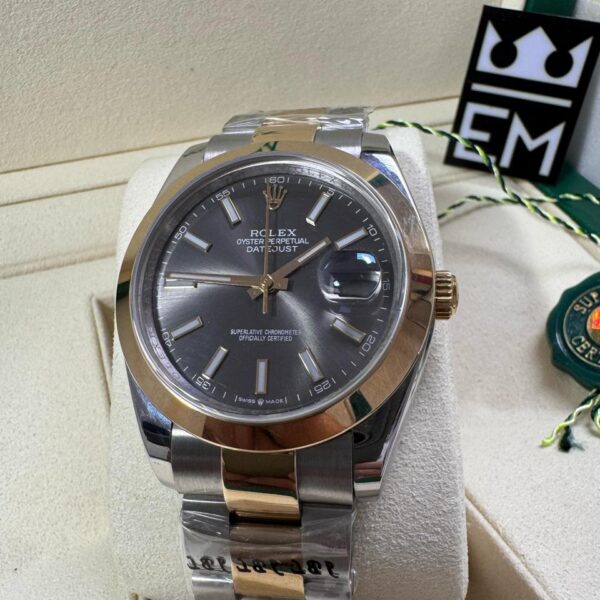 Rolex Datejust - Misto/Cinza - Bezel Liso - Oyster