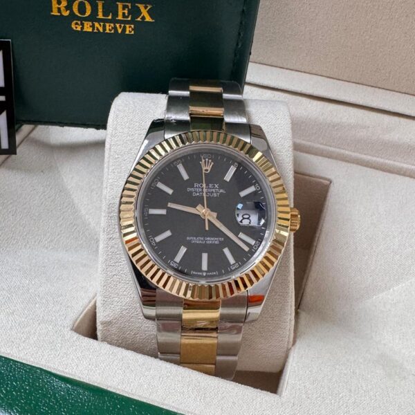 Rolex Datejust - Misto/Preto - Bezel canelado - Jubilee