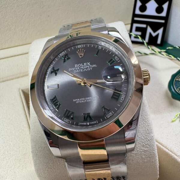Rolex Datejust - Misto/Cinza/Romano - Bezel Liso - Oyster