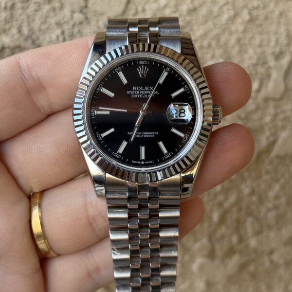 Rolex Datejust - Preto - Bezel Canelado - Jubileee